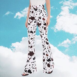 Cow Print High Waisted Flare Jeans